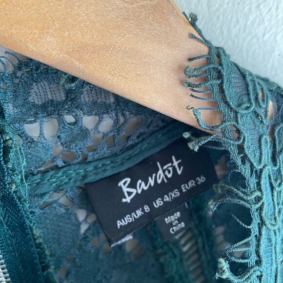 Bardot Lace Panel Sheath Dress Forest Green - Picture 8 of 16